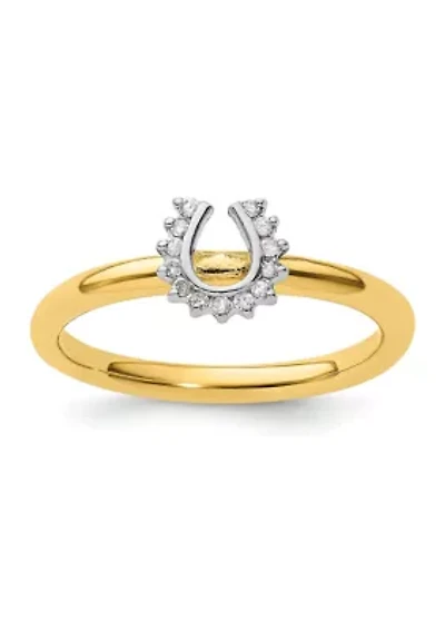 1/10 ct. t.w. Diamond Stackable Expressions Yellow-plated Horseshoe Ring Sterling Silver