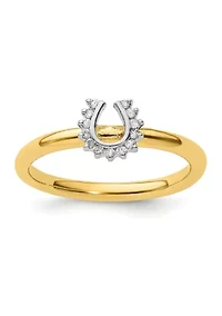 1/10 ct. t.w. Diamond Stackable Expressions Yellow-plated Horseshoe Ring Sterling Silver