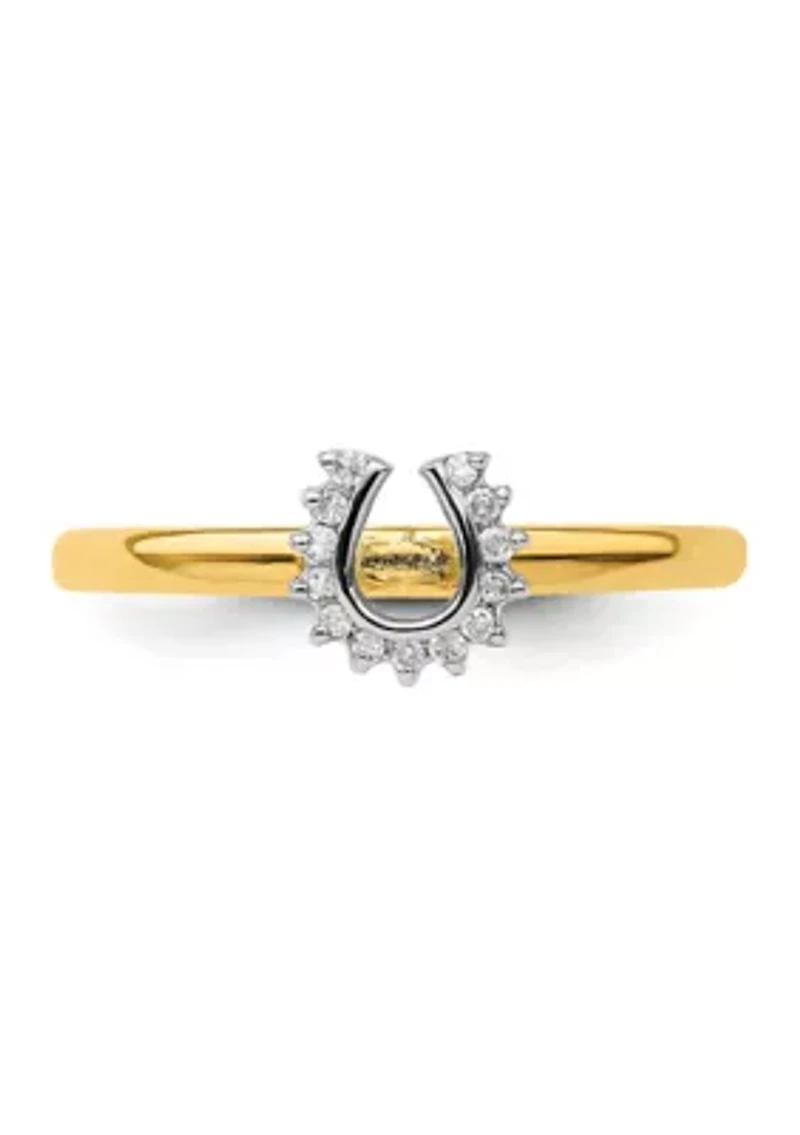 1/10 ct. t.w. Diamond Stackable Expressions Yellow-plated Horseshoe Ring Sterling Silver