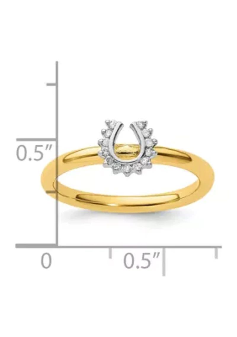 1/10 ct. t.w. Diamond Stackable Expressions Yellow-plated Horseshoe Ring Sterling Silver