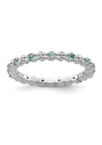 1/4 ct. t.w. Blue Topaz and 1/10 Diamond Stackable Expressions Ring Sterling Silver