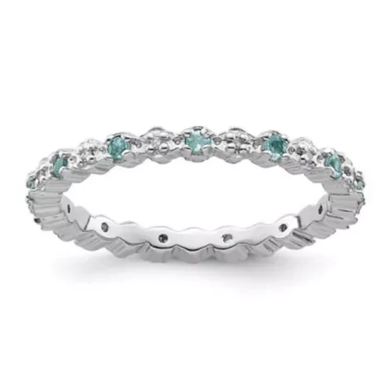 1/4 ct. t.w. Blue Topaz and 1/10 Diamond Stackable Expressions Ring Sterling Silver