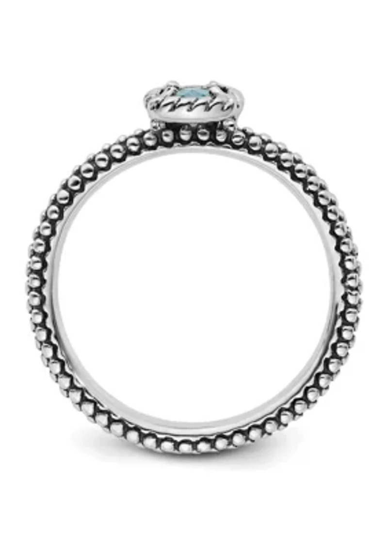 1/4 ct. t.w. Checker-cut Blue Topaz Antiqued Stackable Expressions Ring Sterling Silver