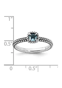 1/4 ct. t.w. Checker-cut Blue Topaz Antiqued Stackable Expressions Ring Sterling Silver