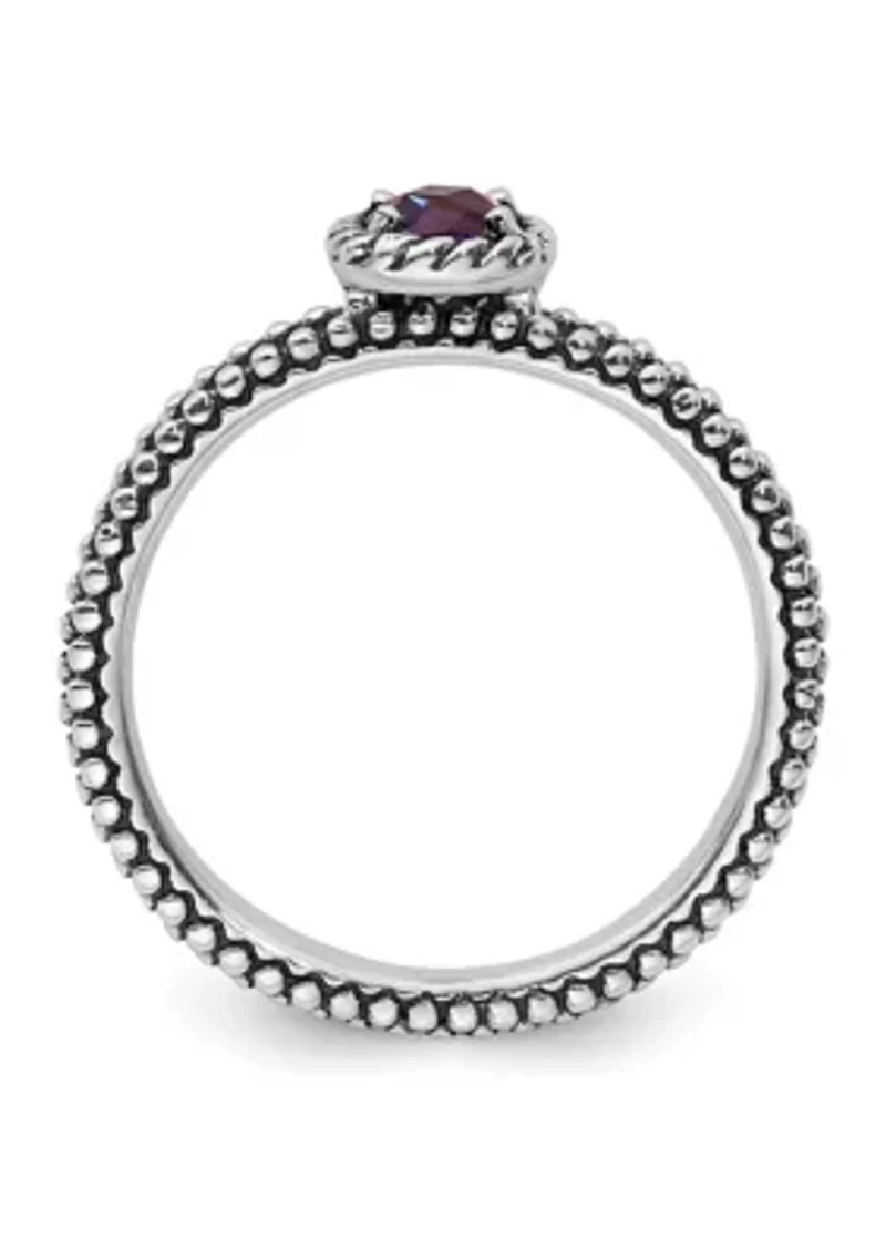 1/3 ct. t.w. Checker-cut Amethyst Antiqued Stackable Expressions Ring Sterling Silver