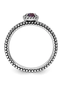 1/3 ct. t.w. Checker-cut Amethyst Antiqued Stackable Expressions Ring Sterling Silver