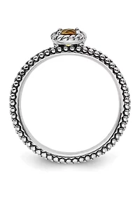 1/5 ct. t.w. Checker-cut Citrine Antiqued Stackable Expressions Ring Sterling Silver