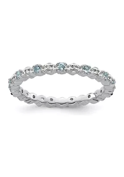 1/6 ct. t.w. Aquamarine and 0.04 ct. t.w. Diamond Stackable Expressions Ring in Sterling Silver