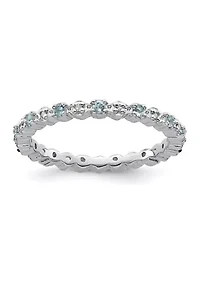 1/6 ct. t.w. Aquamarine and 0.04 ct. t.w. Diamond Stackable Expressions Ring in Sterling Silver
