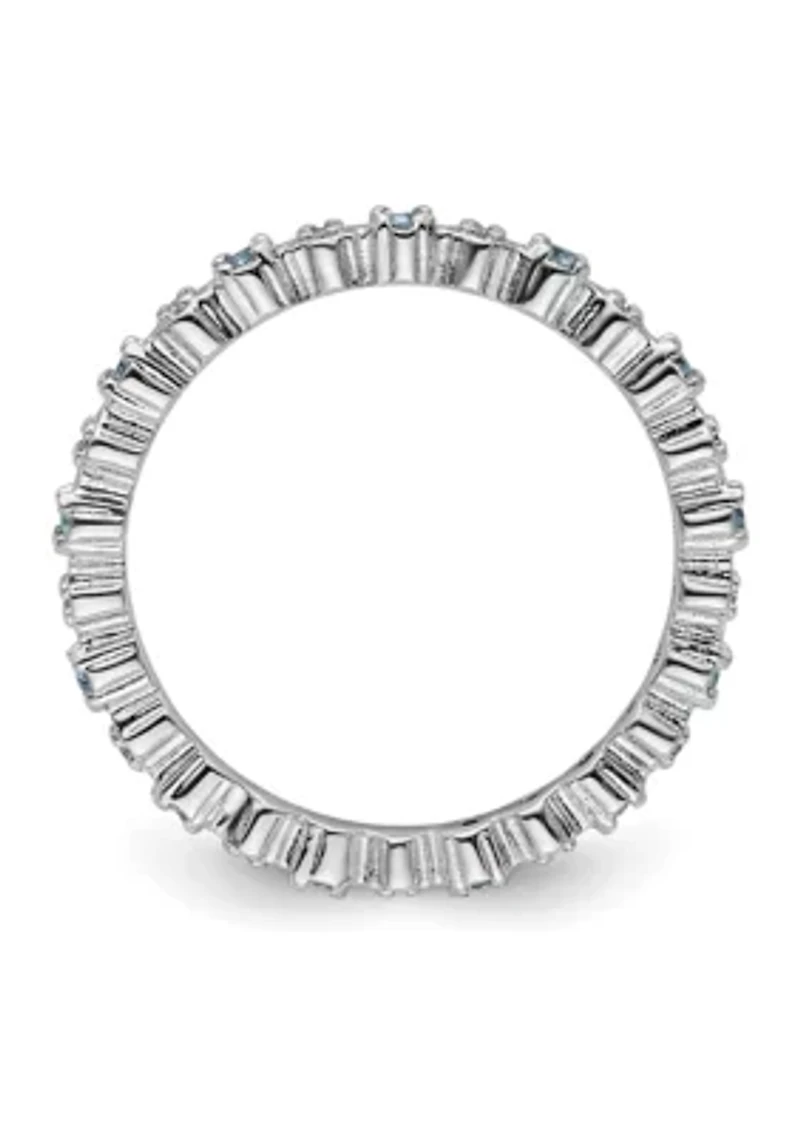1/6 ct. t.w. Aquamarine and 0.04 ct. t.w. Diamond Stackable Expressions Ring in Sterling Silver