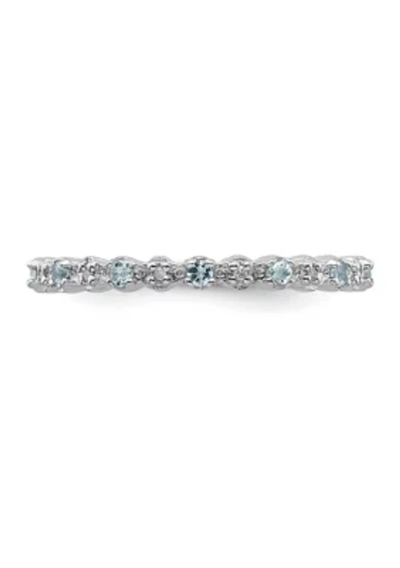 1/6 ct. t.w. Aquamarine and 0.04 ct. t.w. Diamond Stackable Expressions Ring in Sterling Silver