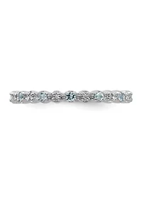 1/6 ct. t.w. Aquamarine and 0.04 ct. t.w. Diamond Stackable Expressions Ring in Sterling Silver