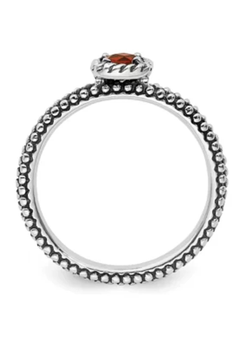 3/8 ct. t.w. Checker-cut Garnet Antiqued Stackable Expressions Ring Sterling Silver