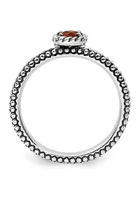 3/8 ct. t.w. Checker-cut Garnet Antiqued Stackable Expressions Ring Sterling Silver