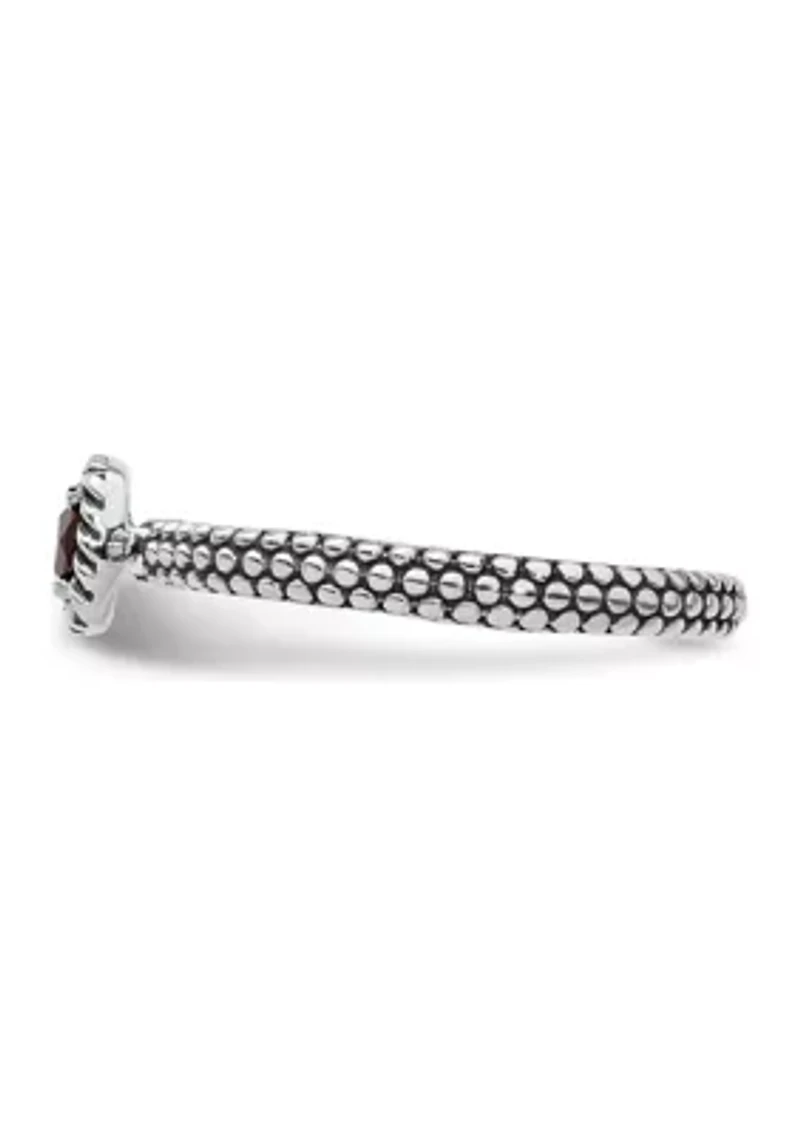 3/8 ct. t.w. Checker-cut Garnet Antiqued Stackable Expressions Ring Sterling Silver