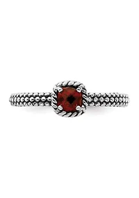 3/8 ct. t.w. Checker-cut Garnet Antiqued Stackable Expressions Ring Sterling Silver