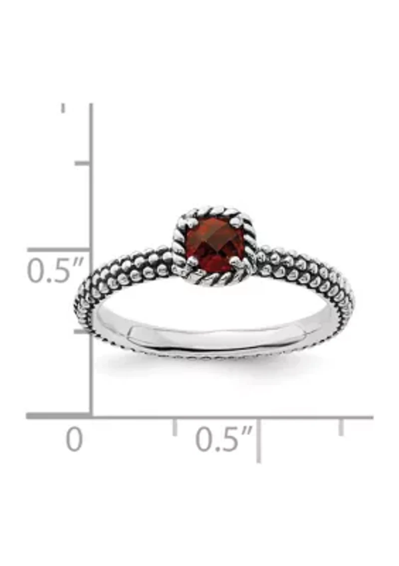3/8 ct. t.w. Checker-cut Garnet Antiqued Stackable Expressions Ring Sterling Silver