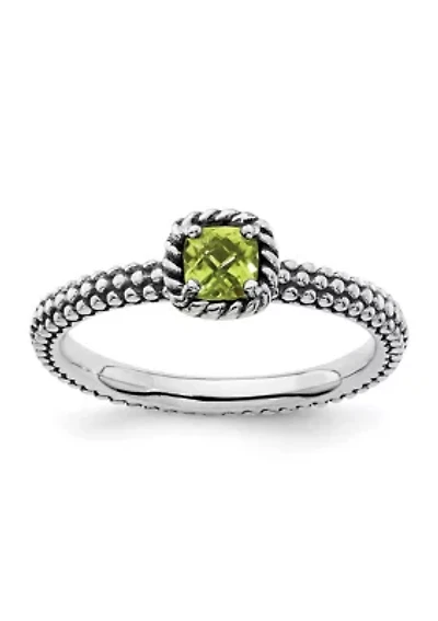 1/4 ct. t.w. Checker-cut Peridot Antiqued Stackable Expressions Ring Sterling Silver