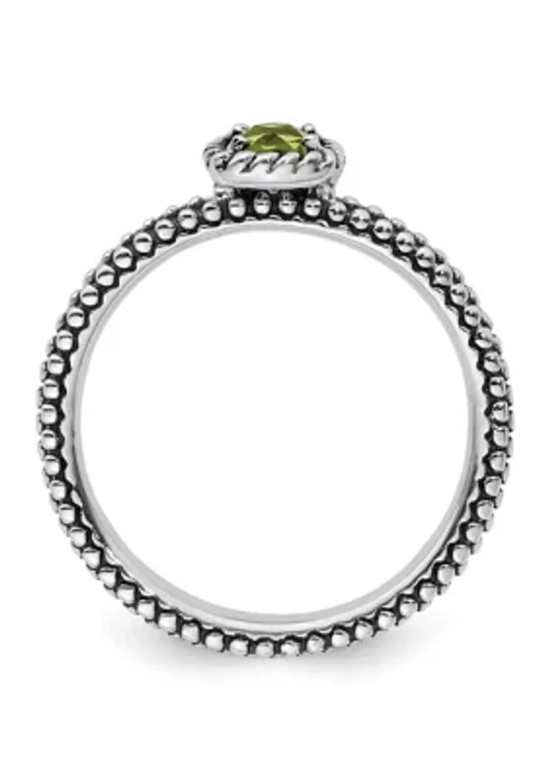 1/4 ct. t.w. Checker-cut Peridot Antiqued Stackable Expressions Ring Sterling Silver