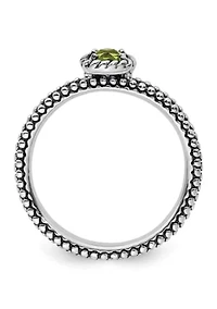 1/4 ct. t.w. Checker-cut Peridot Antiqued Stackable Expressions Ring Sterling Silver