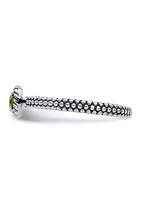 1/4 ct. t.w. Checker-cut Peridot Antiqued Stackable Expressions Ring Sterling Silver