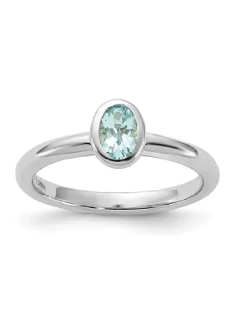 3/8 ct. t.w. Oval Aquamarine Stackable Expressions Ring Sterling Silver