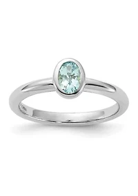 3/8 ct. t.w. Oval Aquamarine Stackable Expressions Ring Sterling Silver