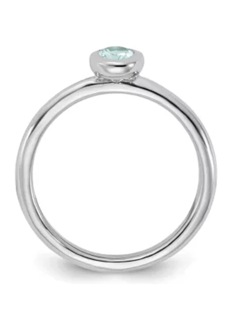 3/8 ct. t.w. Oval Aquamarine Stackable Expressions Ring Sterling Silver