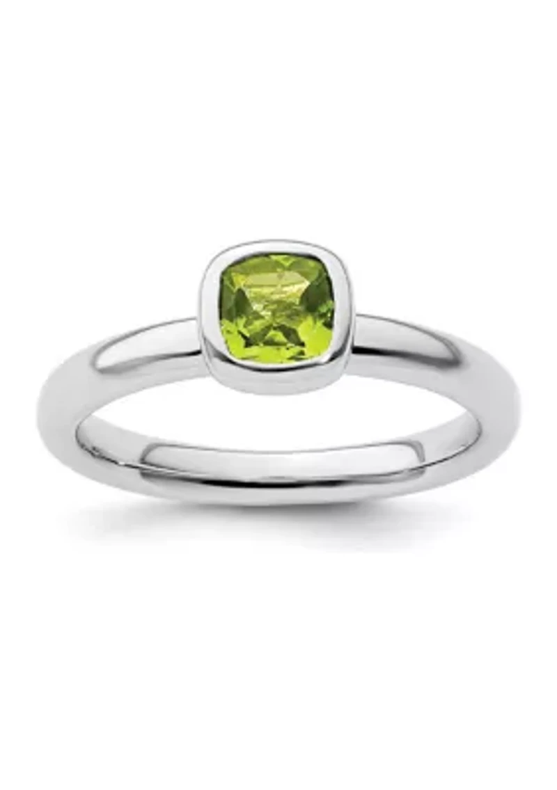 5/8 ct. t.w. Cushion-cut Peridot Stackable Expressions Ring Sterling Silver