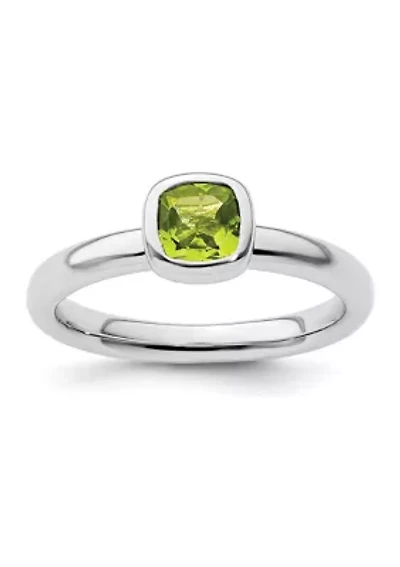 5/8 ct. t.w. Cushion-cut Peridot Stackable Expressions Ring Sterling Silver