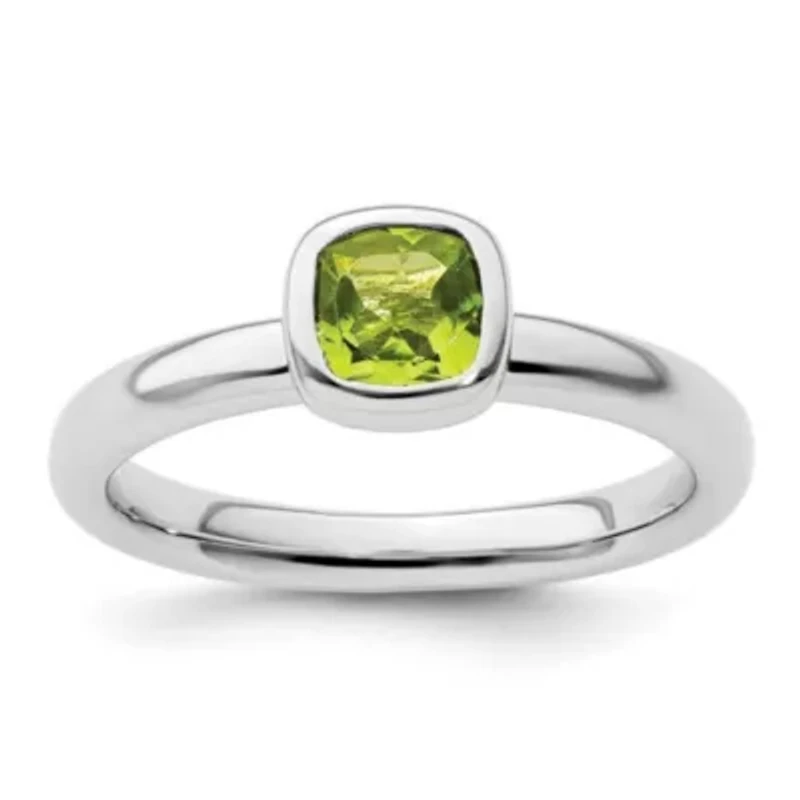 5/8 ct. t.w. Cushion-cut Peridot Stackable Expressions Ring Sterling Silver