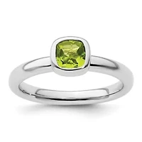 5/8 ct. t.w. Cushion-cut Peridot Stackable Expressions Ring Sterling Silver