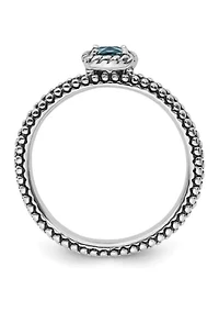 1/4 ct. t.w. Checker-cut Aquamarine Antiqued Stackable Expressions Ring Sterling Silver