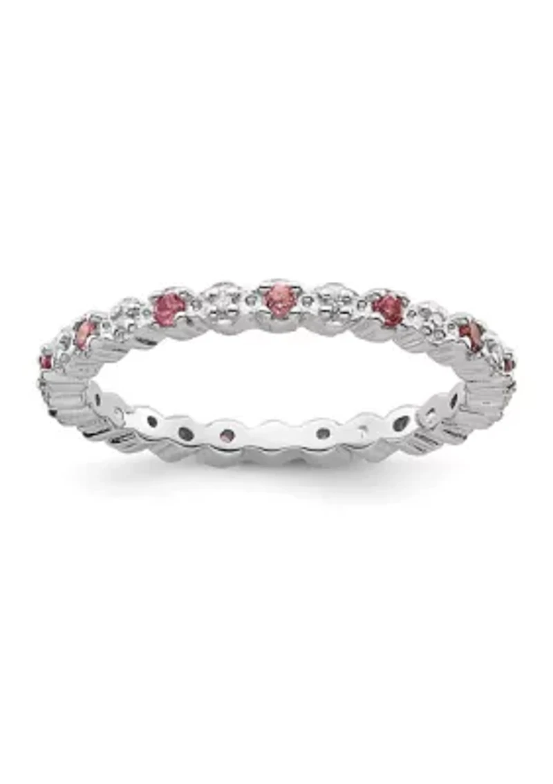 1/5 ct. t.w. Pink Tourmaline and 1/10 Diamond Stackable Expressions Ring Sterling Silver