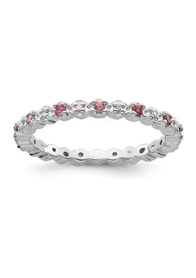 1/5 ct. t.w. Pink Tourmaline and 1/10 Diamond Stackable Expressions Ring Sterling Silver