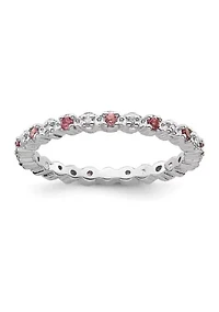 1/5 ct. t.w. Pink Tourmaline and 1/10 Diamond Stackable Expressions Ring Sterling Silver