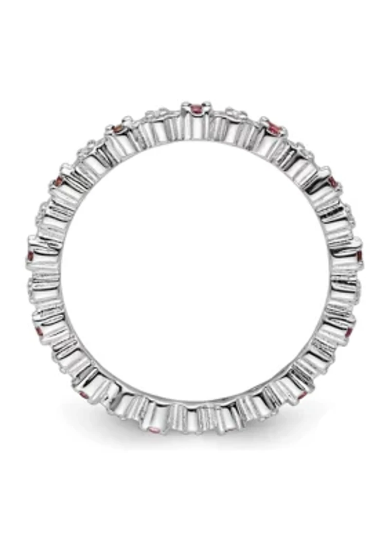 1/5 ct. t.w. Pink Tourmaline and 1/10 Diamond Stackable Expressions Ring Sterling Silver