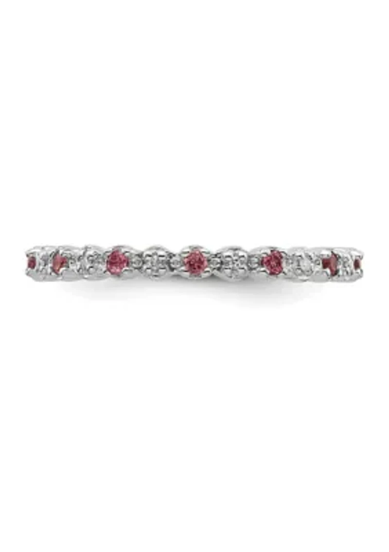 1/5 ct. t.w. Pink Tourmaline and 1/10 Diamond Stackable Expressions Ring Sterling Silver