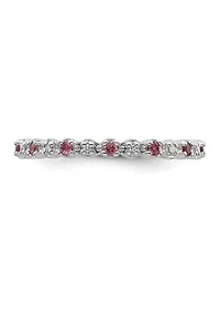 1/5 ct. t.w. Pink Tourmaline and 1/10 Diamond Stackable Expressions Ring Sterling Silver