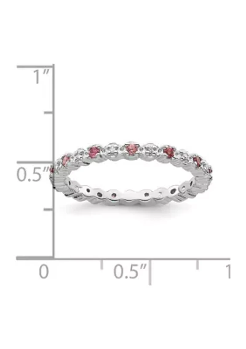 1/5 ct. t.w. Pink Tourmaline and 1/10 Diamond Stackable Expressions Ring Sterling Silver