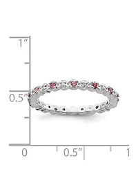 1/5 ct. t.w. Pink Tourmaline and 1/10 Diamond Stackable Expressions Ring Sterling Silver