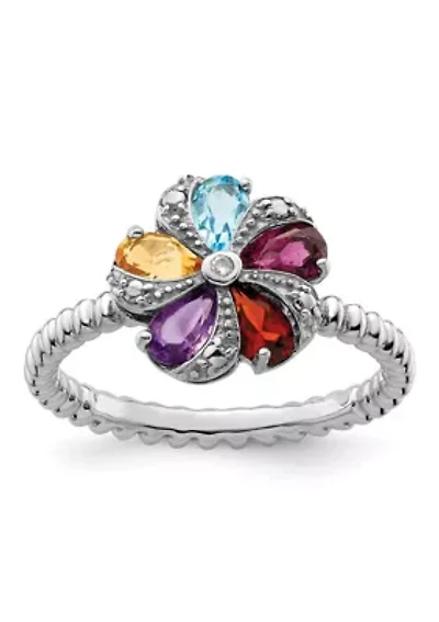 1.02 ct. t.w. Gemstone and 0.01 Diamond Stackable Expressions Ring Sterling Silver