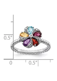 1.02 ct. t.w. Gemstone and 0.01 Diamond Stackable Expressions Ring Sterling Silver
