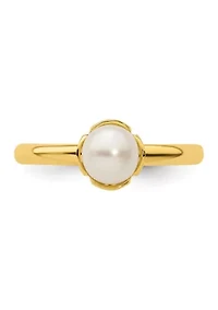 Sterling Silver Stackable Expressions White Freshwater Cultured Pearl Gold-plated Ring
