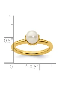 Sterling Silver Stackable Expressions White Freshwater Cultured Pearl Gold-plated Ring