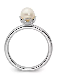 Sterling Silver Stackable Expressions Polished White Freshwater Cultured Pearl Ring