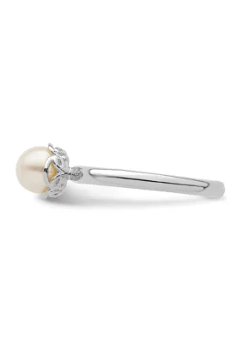 Sterling Silver Stackable Expressions Polished White Freshwater Cultured Pearl Ring