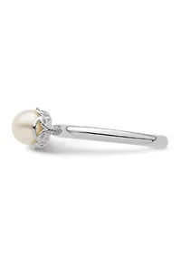 Sterling Silver Stackable Expressions Polished White Freshwater Cultured Pearl Ring