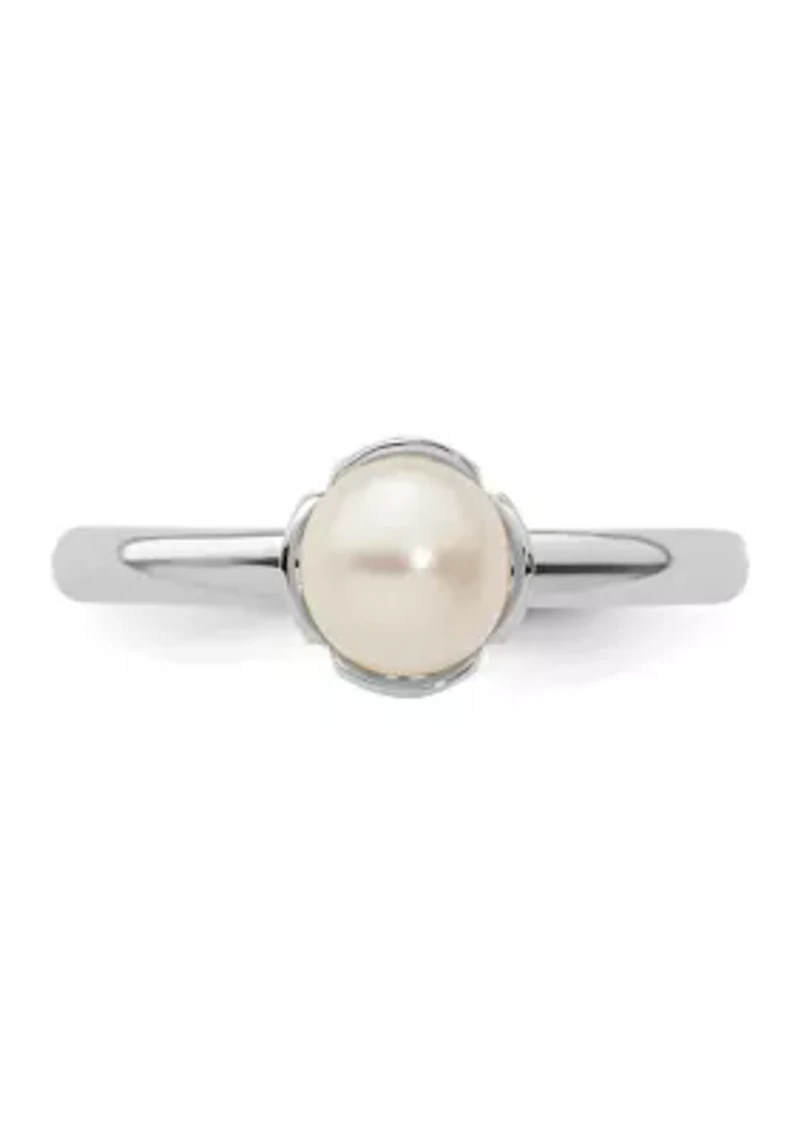 Sterling Silver Stackable Expressions Polished White Freshwater Cultured Pearl Ring