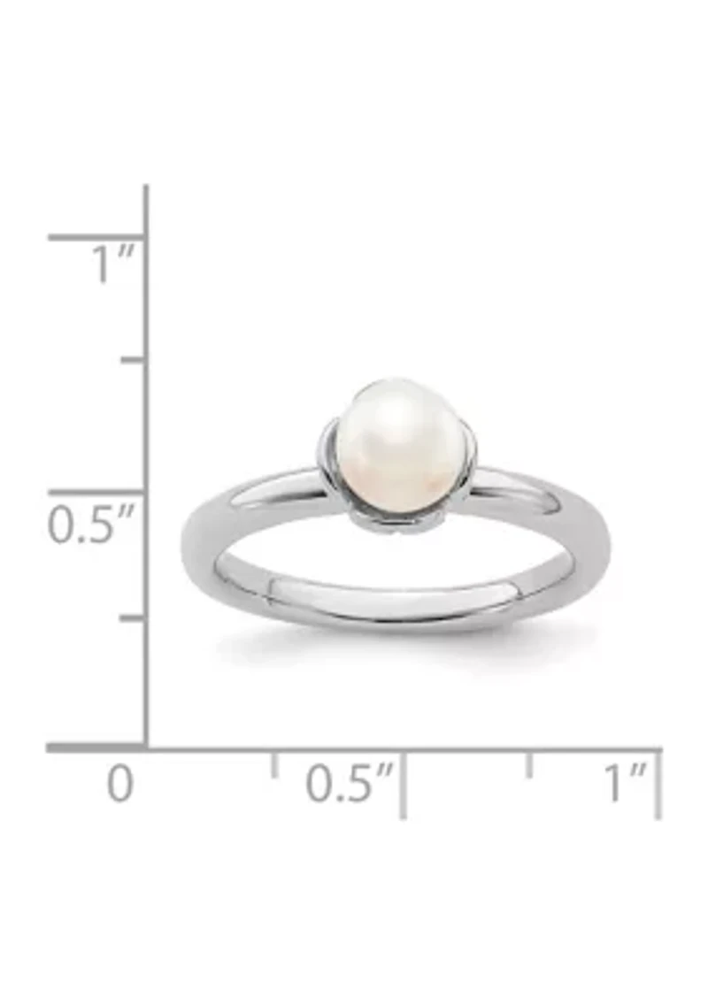 Sterling Silver Stackable Expressions Polished White Freshwater Cultured Pearl Ring